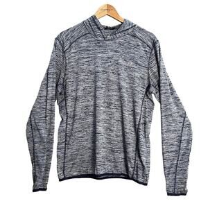 Russell Dri-Power 360‎ Heathered Navy Gray Hooded Long Sleeve Size Medium